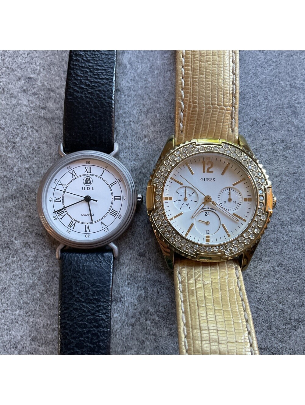 Pair Of Vintage Womens Watches Guess And U.D.I.  Both Run Great Bin F